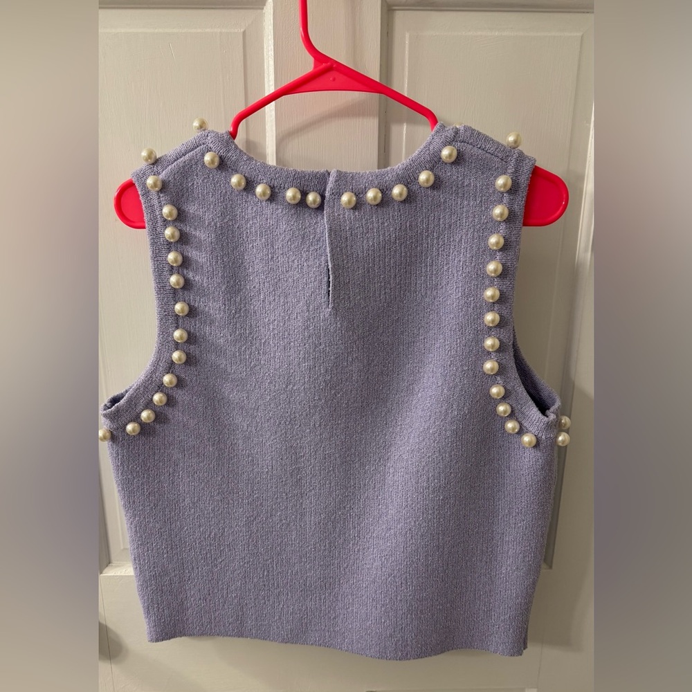 NWT Endless Rose Pearl Crop Sleeveless Sweater - Picture 4 of 6